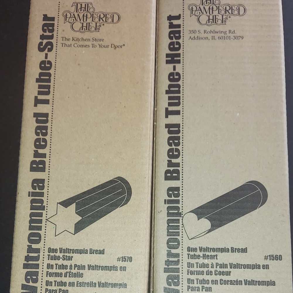 The Pampered Chef Bread Tube-Star and Bread Tube-Heart in Brown Cardboard